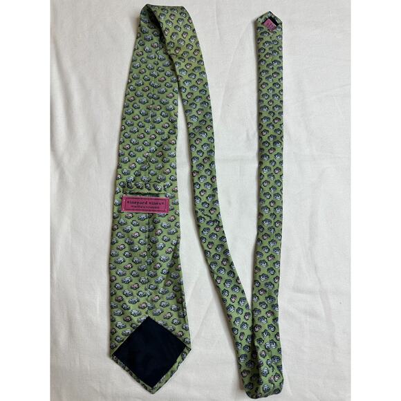 VINEYARD VINES Martha's Vineyard Men's 100% Silk Tie Green Made in USA Cars - Picture 4 of 8
